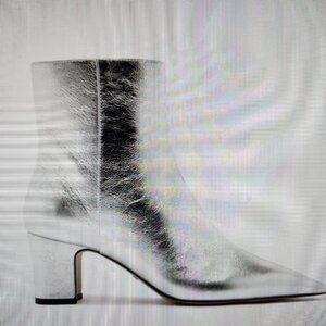 Arezzo Silver " Jemma" Block Booties. Leather. NIB. Size: Various